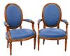Pair of Louis XVI Style Stained Beech Fauteuils