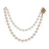 Cultured Pearl, Jade, 14k Yellow Gold Necklace