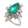 Vintage Emerald, Diamond, Platinum, 18k White Gold Ring