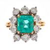 Emerald, Diamond, 14k Yellow and White Gold Ring