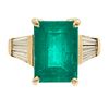 Colombian Emerald, Diamond, 14k Yellow Gold Ring