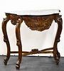 MARBLE TOP FRENCH REGENCY DEMILUNE CONSOLE TABLE