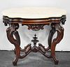 FRENCH REGENCY MARBLE TOP PARLOR TABLE