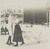 Unknown (19th), Postcard with skating couple, around 1900, Black and white photograph