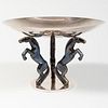 Puiforcat Style Silver Plate Tazza with Horse Supports