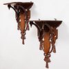 Pair of Victorian Style Carved Mahogany Wall Brackets                                      