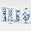 Group of Four Blue and White Porcelain Vases