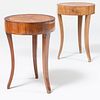 Pair of Small Italian Neoclassical Inlaid Walnut Side Tables