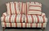 Highland House custom loveseat in red, white, and blue striped upholstery being sold with two matching pillows (very clean). 