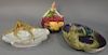 Three Art Nouveau dishes including an Amphora Turn Wein pottery figural dish with lily pad and flower, marked on bottom: Turn