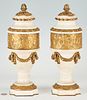 Pair of French Neoclassical Style Gilt Bronze & Marble Urns