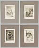Four Goya Etchings from Los Caprichos, incl. Ni Mas Ni Menos & Brabisimo