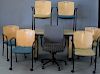 Eight piece office lot including oval table, six armchairs, and one office chair, by Hon. table ht. 29 1/2in.; top: 7 1/2" x 