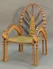 Gerard Rigot carved and paint decorated cat chair. ht. 39 1/2 in., wd. 26in.