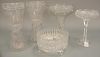Five cut glass pieces to include two compotes, pair of vases, and a footed bowl. hts. 4 1/4in. to 11 1/2in.