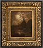 Ludwig Meixner 19th c. O/C Moonlit Landscape in original gesso frame