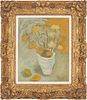 Veda Reed Oil on Canvas Still Life with Yellow Flowers