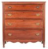 Southern Sheraton chest of drawers with reeded pilasters