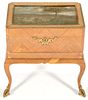 French Sewing Box on Stand, Painted Scenic Lid