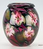 Charles Lotton 9 1/2" Multi Flora Art Glass Vase