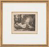 John Sloan Signed Etching "Nude on Hearth"