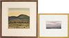 2 Small Western Landscapes, incl. Peter Hurd Lithograph