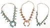3 Native American Sterling Squash Blossom Necklaces