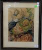 Two framed watercolors including William C. Carney still life of vase (sight size 10" x 11") and an unsigned watercolor of tw