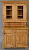 Pine hutch with grillwork doors. ht. 80in., wd. 45in., dp. 22in.