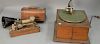 Two phonographs "The Graphophone American Type B" and a disc phonograph, one with 10inch horn. ht. 6 1/4in., wd. 11 3/4in., d