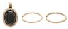 David Yurman Onyx & Sterling Pendant and Pr. 10K Gold & Diamond Earrings