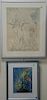 Two framed lithographs including a Marc Chagall violin with goat head (sight size 14" x 10") and a Salvador Dali "Three Grace