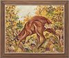 Jack Grue Oil on Canvas Painting of a Deer