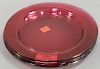 Set of fourteen cranberry plates, probably late 19th century. dia. 7 3/4in.