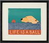 Stephen Huneck Woodcut Print, Life is a Ball, 2003