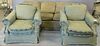 Three piece lot to include pair of custom upholstered armchairs and custom upholstered sofa. lg. 80in.