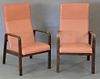 Pair of modern leather armchairs.