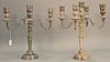 Pair of silverplated five light candelabras. 18 1/4in.