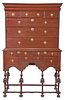 American William and Mary Red Stained High Chest