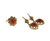 18K Gold Coral Ring Earrings Set