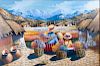 Gutierrez Oil On Canvas Peruvian Village Scene