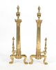 Pair of Monumental Neoclassical Style Brass Andirons