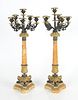 Pair of Charles X Bronze and Marble Candelabra