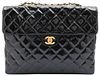 CHANEL MAXI QUILTED PATENT SINGLE FLAP CHAIN BAG