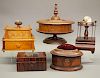 5 antique spool caddys/sewing boxes