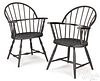 Pair of painted steel Windsor chairs