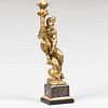 Continental Gilt-Bronze and Marble Satyr and a Jaguar Lamp