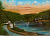 Folk Art Painting - Delaware River Bridge