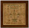 Mary A Root 1829 Needlework Sampler Montgom. Co PA