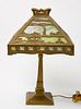 Leaded Lamp with Ships on Shade
